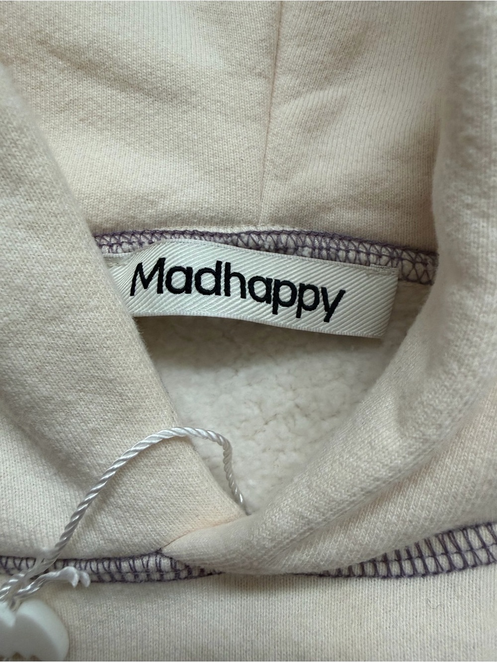 Madhappy Cream Hoodie with Contrasting Grey Stitching-Unisex sizing - Picture 11 of 11